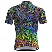 voordelige Heren shirts-Voor heren Wielrenshirt Korte mouw Fietsen T-shirt Kleding Bovenlichaam met 3 achterzakken Bergracen Wegwielrennen Sneldrogend Rits Aan De Voorzijde Lampenkatoen Geel Blauw Paars Kleurenblok Spandex