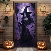 ieftine Coperți de ușă de Halloween-decorațiuni pentru uși de halloween huse de uși de halloween tapiserie încântătoare pentru uși de vrăjitoare decorațiuni pentru perdele de ușă banner de ușă de fundal pentru ușa din față petrecere de