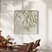 abordables Peintures paysages-peinture à l&#039;huile de bambou abstraite peinture de forêt verte faite à la main sur toile peinture texturée abstraite 3d art mural fait à la main vue vers le ciel arbres peinture d&#039;art pour le salon