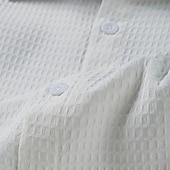 preiswerte Herrenhemd zum Knöpfen-Herren Waffelhemd Sommerhemd Freizeithemd Waffelstrickhemd Weiß Hellgrün Rosa Dunkelgray Aprikose Langarm Mode Einfarbig Umlegekragen Urlaub Ferien Bekleidung Baumwolle Mode Arbeit Lässig Bequem