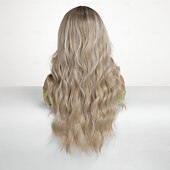 economico Parrucche lace sintetiche-Parrucca in pizzo sintetico Ondulato naturale Stile 26 pollice Biondo Parte di mezzo Cucita a U Parrucca Per donna Parrucca Oro chiaro