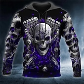 ieftine Hanorace și pulovere de Halloween-Bărbați Cranii Imprimeu Grafic Hanorac cu Glugă Hanorace Hanorca Șic Stradă Designer Manșon Lung Capișon Zilnic Sport Mov Imprimeu Primăvara &amp; toamnă Designer
