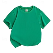 cheap Tees &amp; Shirts-Unisex Boys Girls&#039; 3D Solid Color Tee Short Sleeve Summer Spring Fashion Basic Kids 4-12 Years Crew Neck Outdoor Casual Daily Regular Fit