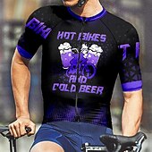 cheap Men's Jerseys-Men's Cycling Jersey Letter &amp; Number Beer Short Sleeve Bike Tee Tshirt Jersey with 3 Rear Pockets Mountain Bike MTB Quick Dry Anatomic Design Wicking Breathable Sports Yellow Red Blue Clothing Apparel