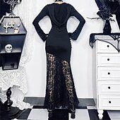 preiswerte Gotisch-Punk &amp; Gothic Cocktailkleid Vintage-Kleid Kleid Maskerade Gothic Mädchen Morticia Addams Kostüm Damen Maskerade Halloween Abschlussball Festival Erwachsene Kleid