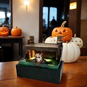 olcso Halloween kellékvilágítás-halloween horror gyanta dekoratív lámpa műalkotás dekoráció asztali halloween dekoratív bosszú joker női szellem világító dekoratív gombelem