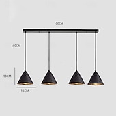 economico Luci Isola cucina-lampada a sospensione a led bianco caldo 1/2/3/4 luci postmoderna moderna nordica illuminazione a sospensione in metallo semplice paralume affusolato ristorante lampada a sospensione per isola cucina