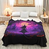 levne Halloween ložnice-halloweenská dekorace čarodějnická deka - měkký a příjemný fleece s okouzlujícím čarodějnickým designem - ideální pro přidání strašidelného nádechu do vašeho domova - vysoce kvalitní a odolná látka