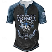 Χαμηλού Κόστους T-shirt Halloween-Ανδρικά Halloween Γραφική Νεκροκεφαλές Γράμμα Μπλουζάκι Πουκάμισο Henley Κοντομάνικα Κοντομάνικο 3D εκτύπωση Υψηλής Ποιότητας Βασικό Κλασσικό ΕΞΩΤΕΡΙΚΟΥ ΧΩΡΟΥ Καθημερινά Αθλητικά Καλοκαίρι