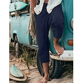 baratos Retrô-Homens Calção Shorts de verão Calças Capri Com Cordão Cintura elástica Tecido Conforto Respirável Comprimento da panturrilha Ao ar livre Diário Para Noite à moda Casual Cinzento Verde Preto