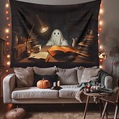 billiga Halloween dekoration-halloween dekorationer hängande gobeläng spöke gå hund väggkonst stor gobeläng väggmålning dekor fotografi bakgrund filt gardin hem sovrum vardagsrum dekoration
