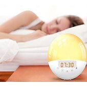 billige Smarte lys-LED Smart Light Soloppgangs Alarmklokke Lys Intelligent LED 7 Farger Justerbar med FM Radio Berøringskontroll Intelligent Hjem Soverom Stue Multifunksjons Lys