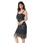 olcso Öltözetek-Retró Ordító 20-as évek 1920-as évek Flapper ruha Szerepjáték Jelmezek Felszerelések A nagy Gatsby Esküvői Vendég Flitter Rojt Női Karácsony Mindszentek napja Farsang Halloween Buli / Este Esküvői