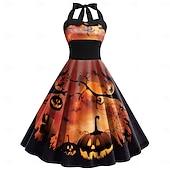olcso Ruhák-Tök Halloween Ruhák Swing ruha Szexi jelmez Felnőttek Női Farsang Álarcos mulatság Buli / Este Hétköznapi Egyszerű Halloween jelmezek Kiöltözik