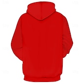 baratos moletons 3d masculinos-Homens Gráfico Careta Moletom Moletons Moletom Manga Longa Moletom com capuz Com Capuz Legal Impressão 3D Vermelho Outono Inverno Designer