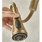 お買い得  キッチン用水栓金具-水栓 - シングルハンドルつの穴 電気メッキ プルアウト / プルダウン センターセット レトリ／ヴィンテージ Kitchen Taps