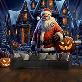 Hanging Tapestry Skeleton Christmas Santa Claus Wall Art Large Tapestry Mural Decor Photograph Backdrop Blanket Curtain Home Bedroom Living Room Decoration 18