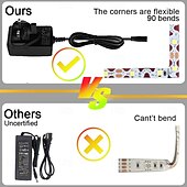 abordables Luces de tira de enchufe-Kit de luz LED para espejo de tocador, 2-5 metros, flexible, sin cortes, para tocador, espejo de tocador, vestidor, kit de tira flexible regulable con regulador de intensidad y fuente de alimentación,
