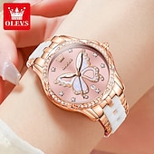 levne Quartz hodinky-olevs 5610 dámské hodinky elegantní módní kamínková luneta keramický řemínek náramkové hodinky vodotěsné svítící automatické hodinky