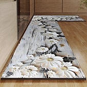 preiswerte Küchenteppiche &amp; Matten-Küchenteppich mit Gänseblümchenmuster, rutschfeste, ölbeständige Bodenmatte, Wohnzimmerteppich, Indoor-Outdoor-Matte, Schlafzimmerdeko, Badezimmermatte, Eingangsteppich, Türmatte