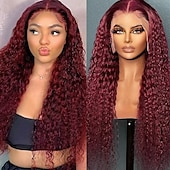 cheap Human Hair Lace Front Wigs-Burgundy Curly Wigs 99J Lace Frontal Wig 13x4 Curly Frontal Wig 12-30 Inch