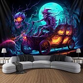 halpa halloween seinävaatteita-Halloween Mustavalotapsetri Pääkallon Auto UV-reaktiivinen Hohtava Pimeässä Hohto Bileet Psykedeelinen Koukuttava Hämärä Roikkuva Tapestri Seinätaide Maalaus Olohuone Makuuhuone