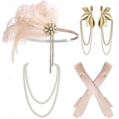 abordables Accesorios y más-Vintage 1920s El gran Gatsby Diadema de estilo flapper Conjunto de accesorios charlestón Invitado a la boda Pluma Moda Mujer Mascarada Recepción de Boda Despedida de Soltera Festival Adulto Pulsera