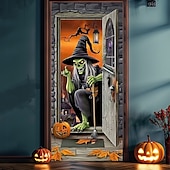 ieftine Coperți de ușă de Halloween-decorațiuni pentru uși de halloween huse de uși de halloween tapiserie încântătoare pentru uși de vrăjitoare decorațiuni pentru perdele de ușă banner de ușă de fundal pentru ușa din față petrecere de