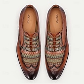 economico Scarpe Eleganti Elementari-Per uomo Oxford Uncinetto Scarpe Bullock Di pelle Pelle Tessuto in nylon Traspirante Comodo Con lacci intrecciali Marrone Autunno Inverno