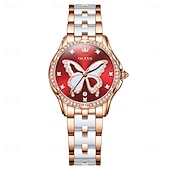 levne Quartz hodinky-olevs 5610 dámské hodinky elegantní módní kamínková luneta keramický řemínek náramkové hodinky vodotěsné svítící automatické hodinky