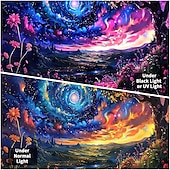 cheap Blacklight Tapestries-Blacklight Tapestry UV Reactive Glow in the Dark Glow Party Psychedelic Trippy Misty Colorful Waterfall Hanging Tapestry Wall Art Mural for Living Room Bedroom