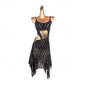 voordelige Latin danskleding-Latin Salsa Dance Kleding Uitgehold Gesplitst Dames Prestatie Opleiding Mouwloos Netstof