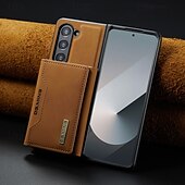 baratos Capa Samsung-telefone Capinha Para Samsung Galaxy Dobra Z 7 Dobra Z 6 Z Fold 5 Z Fold 4 Z Fold 3 Capa traseira Com Suporte Destacável Magnética Retro TPU PC Couro PU