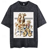 cheap Retro Graphic-Vintage Illustration T-shirt Oversized Acid Washed Tee Print Graphic For Couple&#039;s Men&#039;s Women&#039;s Adults&#039; Acid Wash Casual Daily
