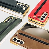Недорогие Чехлы для Samsung-Чехол для телефона для Samsung Galaxy Z Fold 6 Z Fold 5 Z Fold 4 задняя крышка с подставкой и защитой экрана с ремешком винтажный TPU PU кожа