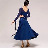 voordelige Ballroom danskleding-Ballroomdansen Kleding Gesplitst Kristallen / Bergkristallen Dames Prestatie Opleiding Lange mouw Kristal Katoen Netstof