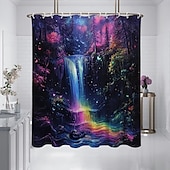 cheap Shower Curtains-Shower Curtain with Hooks 180cm*180cm(70&quot;*70&quot;) Polyester Washable Waterproof Forest Waterfall Pattern Bathroom Bathtub Decor
