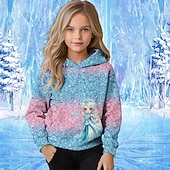 abordables Dessins animés 3D de fille-Fille 3D Graphic Bande dessinée Motif de flocon de neige Pull à Capuche de Noël Sweat à capuche manche longue Automne Hiver Mode Adorable basique Enfants 4-12 ans Capuche Extérieur Casual du quotidien