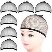 economico Strumenti e accessori-6 pezzi cuffia per parrucca, 6 pezzi cuffia per parrucca in rete nera, rete per capelli con estremità chiusa, cuffie per tessitura liner per donne, uomini, bambini, cuffie per parrucca per Halloween,
