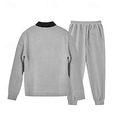 preiswerte einfache Trainingsanzüge-Herren Trainingsanzug Jogginganzug Sweatshirt mit durchgehendem Reißverschluss Marineblau Stehkragen Einfach 2 teilig Täglich Sport &amp; Outdoor Ferien Polyester Streetwear Basic Lässig Frühling &amp; Herbst
