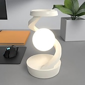 cheap Table Lamps-Hand-Wave Controlled LED Desk Lamp, Floating Rotating Light, Wireless Charging Base, RGB Colorful Atmosphere for Home Decor, Party, Office Use Rechargeable Battery Operate