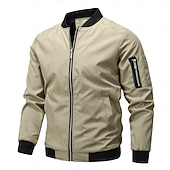 preiswerte Sportjacke-Herren Leichte Jacke Bomberjacke Sport Jacke Outdoor Sport warm halten Tasche Herbst Winter Glatt Modisch Strassenmode Ständer Standard Schwarz Burgunderrot Marineblau Khaki Armeegrün Jacken