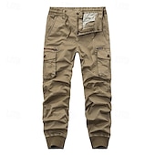 cheap Cargo Pants-Men&#039;s Cargo Pants Joggers Tactical Pants Trousers Buttons Multi Pocket Elastic Cuff Plain Wearable Outdoor Daily Camping &amp; Hiking Fashion Classic Black Wine