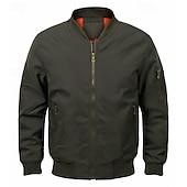 abordables Manteaux &amp; vestes-Homme Veste légère Bomber Coupe-vent Veste décontractée du quotidien Vacances Chaud Poche Automne hiver Plein Mode Classique Col Mao Normal Noir Vert Véronèse Bleu de minuit Gris Veste