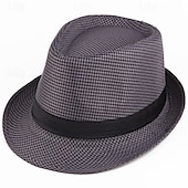 abordables Chapeau Fedora-Homme Chapeau du Kentucky Derby Chapeau de Soleil Chapeau à bord sauvage Haut-de-forme Noir Jaune Polyester Mode Occasionnel Rue Quotidien Pied-de-poule Respirant