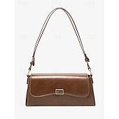 preiswerte Handtaschen und Tragetaschen-Damen Stoffbeutel Aguette Tasche PU-Leder B¨¹ro Einkauf Täglich Schnalle Hohe Kapazität Langlebig Feste Farbe Schwarz Weiß Braun