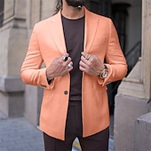abordables Blazers pour hommes-Homme blazer Entreprise Soirée Cocktail Fête de Mariage Mode Décontractées Printemps &amp; Automne Polyester Couleur unie Bouton Poche Confortable Boutonnage Simple veste Rose Claire Jaune Rose Claire