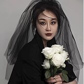 baratos Acessórios e mais-Punk e gótico Luvas Véu Mulheres Fantasia Dia Das Bruxas Carnaval Traje de festa para noite Adulto Luvas Bandana