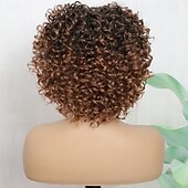 baratos Perucas de Qualidade Superior-perucas curtas crespas cacheadas com franja para mulheres negras perucas sintéticas cacheadas fibra de alta temperatura peruca afro curta cacheada