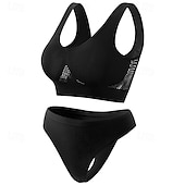 cheap Sports Bra-Women&#039;s Light Support Sports Bra Set Open Back Bra Top Padded Fitness Leisure Sports Running Breathable Lightweight Soft Aqua Blue Black White Solid Colored